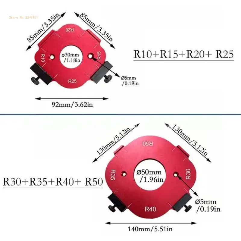 4 in 1 Radius Routers Templates Radius Corner for Woodworking Trimmer Engraving Machine Measuring Woodworking Tool Dropship