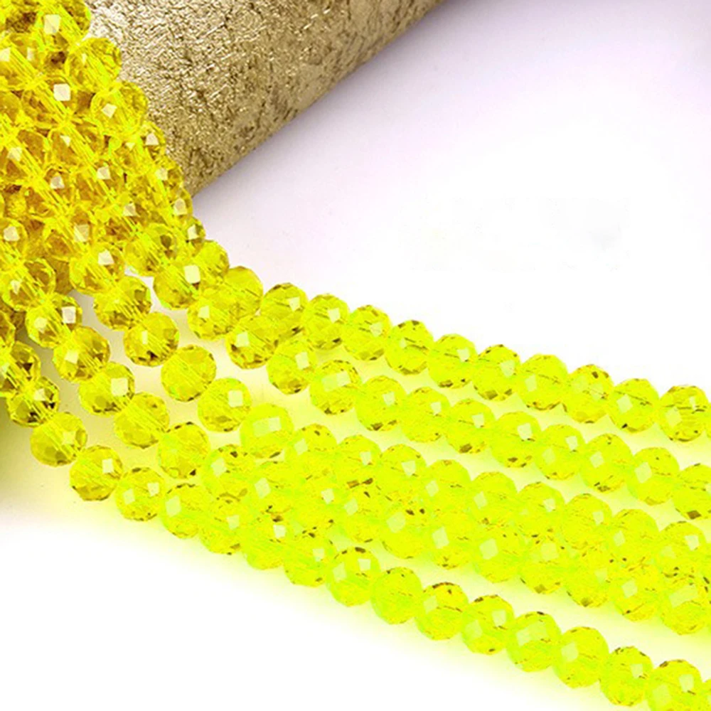 6 8 10mm 1Strand 5Strands Glass Faceted Bright Yellow Crystal Style Bead Loose Beads for Beadwork Accessories TMB20