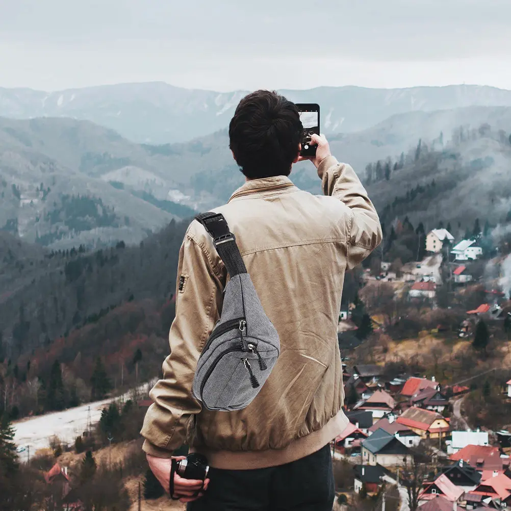 

Набор из 2 мужских сумок: наплечная сумка и поясная сумка из оксфордской ткани, деловой повседневный стиль, портативная спортивная поясная сумка, многофункциональная