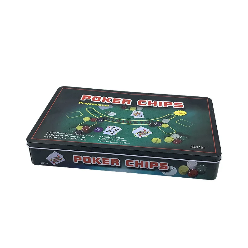 Poker Chips Set Iron Box with 300Pcs Chips and 2 Decks Poker Kit for Texas Hold’Em Casino Gambling - view 2