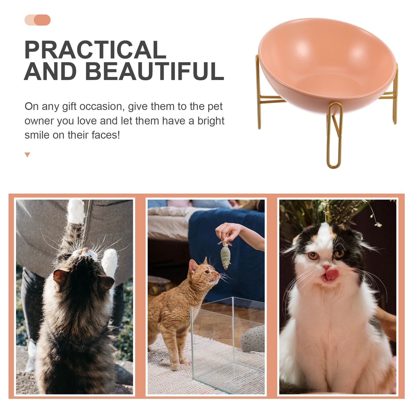 

Ceramic Cat Bowl Iron Stand Pet Feeding Container Anti-Spill Dog Food Bowl Hygienic Decorative Pet Supply Home Use Space Ship
