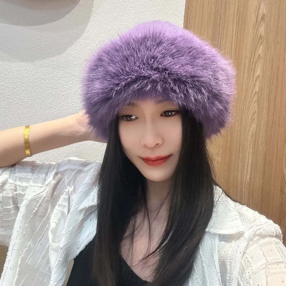 Fur Oufit Cap Thickened Cossack Hat Set Windproof Furry Russian Style Beanie Premium Soft Fluffy Winter Bonnet Seniors