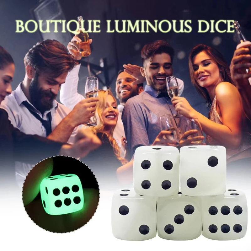 

6-36Pcs Bar Supplies Drinking Playing Board Game Tool Drinking Playing Tool 5pcs Luminous Six Sided Luminous Dices