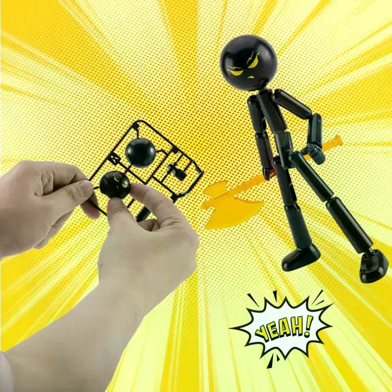 1 Set Novelty Action Figure Stickman Assembled Robot Movable 3d Printing Mannequin Multi-jointed Stickman Toy