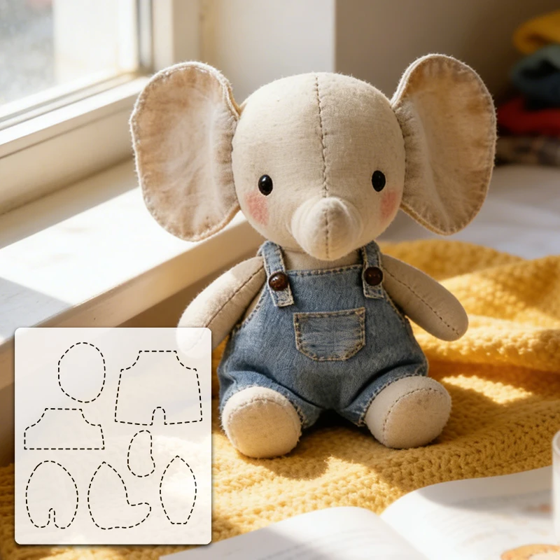 YOMDID 1pc Cute Big-Eared Elephant Quilting Template, DIY Elephant Pattern, Sewing Template, Reusable PET Template view 5