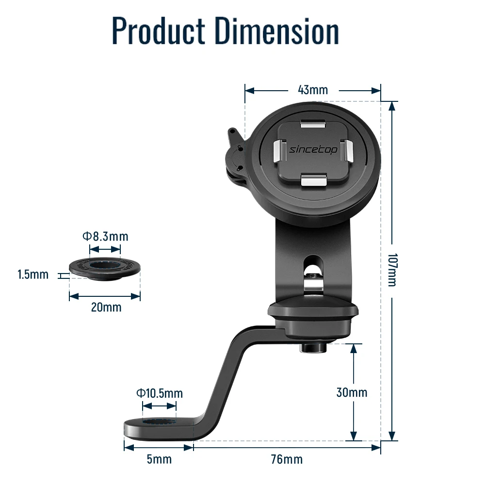 Motorcycle Mirror Mount with Quick Release Clip Bike Phone Stand Rearview Phone Holder for Riding Cycling for Navigation Biking