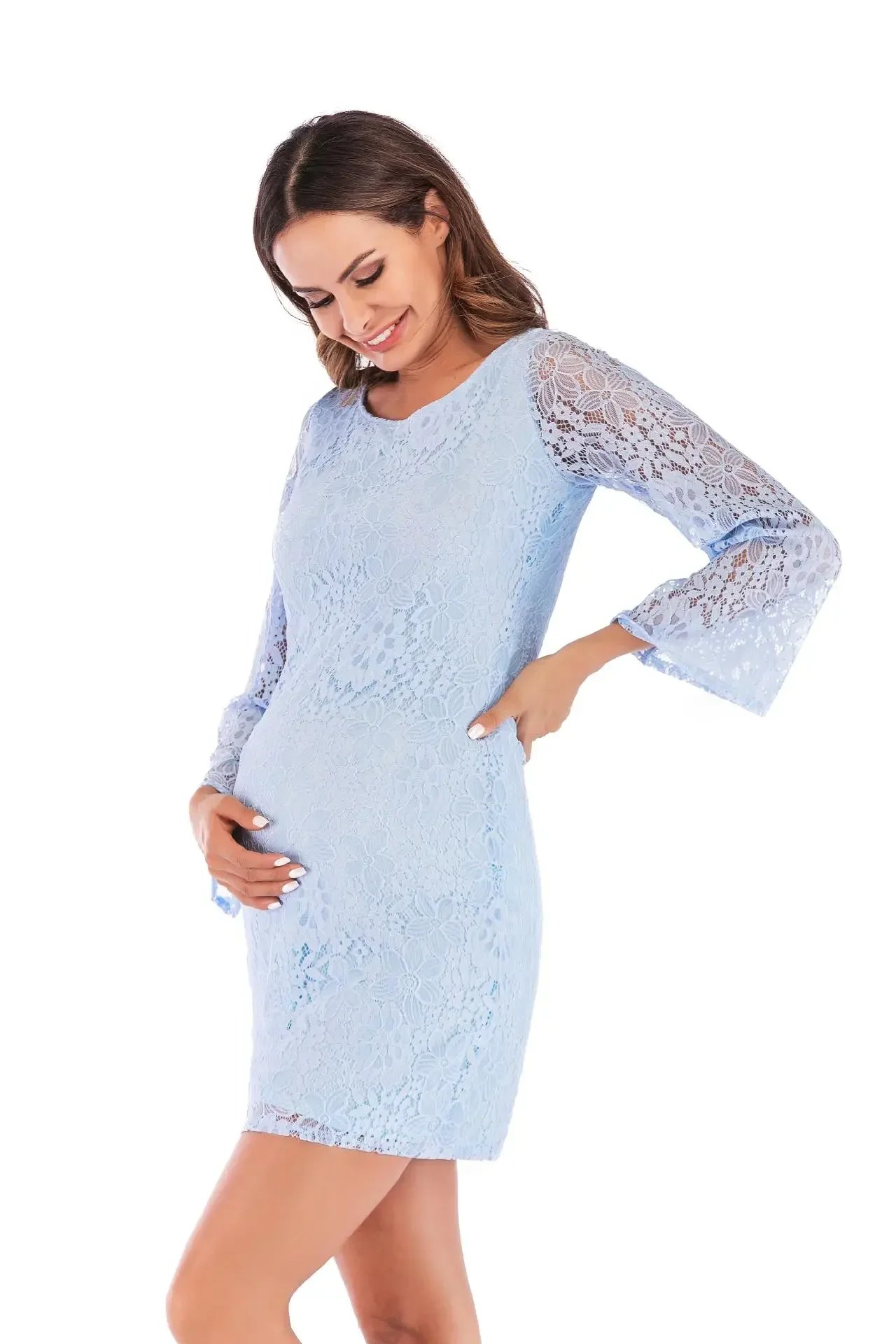 Sexy Maternity Dress for Photoshoot Lace Baby Shower Nursing Pregnant Nursing Nightdress Casual Dress Floral Pregnance Dress