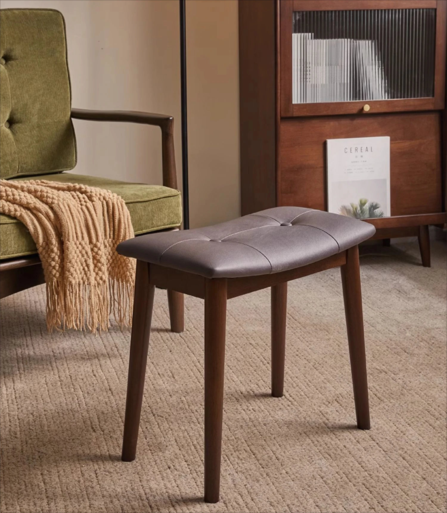 

Makeup stool solid wood girls bedroom premium dressing saddle home living room