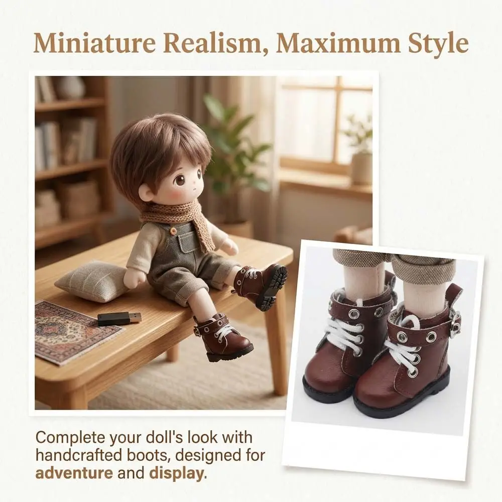 

1 Pair PU Leather 20cm Cotton Shoes Casual Wear Lightweight PU Leather Shoes Cute Creative 20cm Leather Boots 1/12