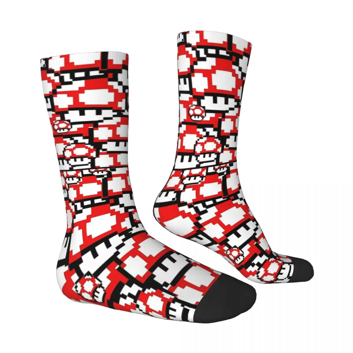 Nostalgia of the 1980s 8-Bit Power Big Mushroom Collage Men Women Outdoor Novelty Spring Summer Autumn Winter Stockings Gift