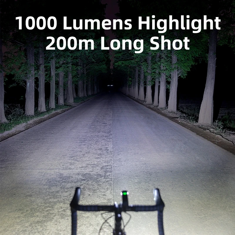 ROCKBROS 1500 Lumen Bicycle Headlight 5500mAh Bike Front Light Flashlight Type-c Charging Waterproof Cycling Light Lamp RHL1500