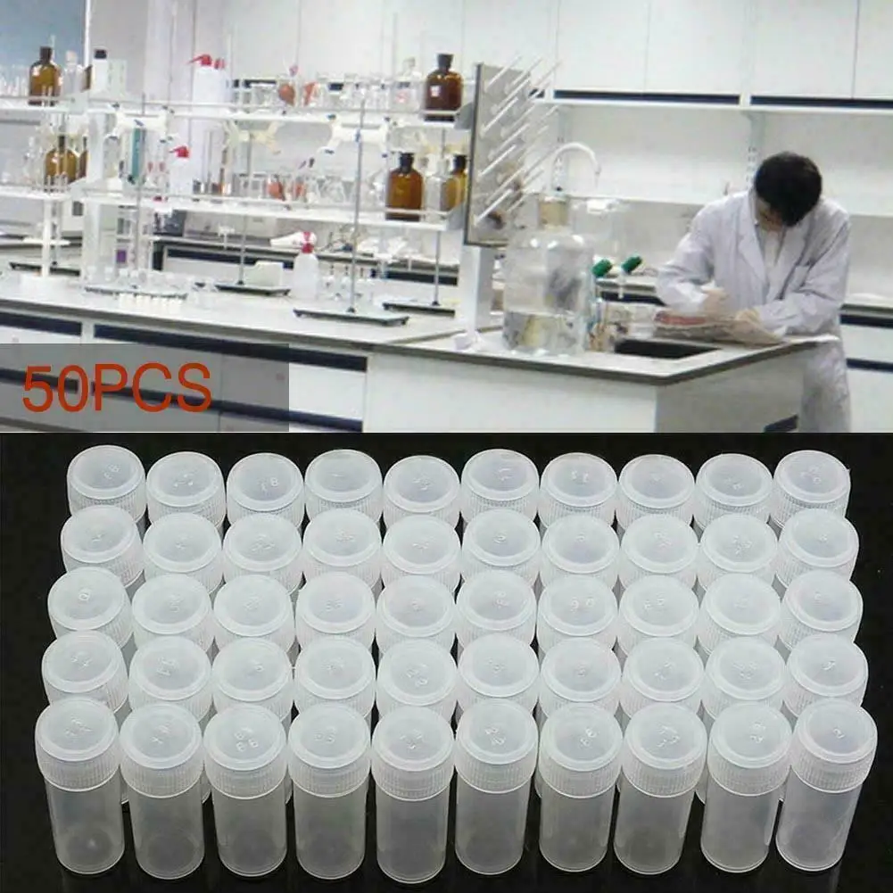 50Pcs 5ml Clear Plastic Sample Bottle Volume Empty Jar Cosmetic Containers Small Vials Medicine Powder Storage Container Bottles