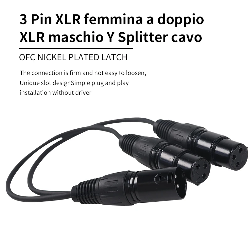 Imagem -03 - Xlr Macho para Xlr Fêmea Jack Microfone Divisor de Microfone 35 60cm Pinos Áudio Mixer Registro