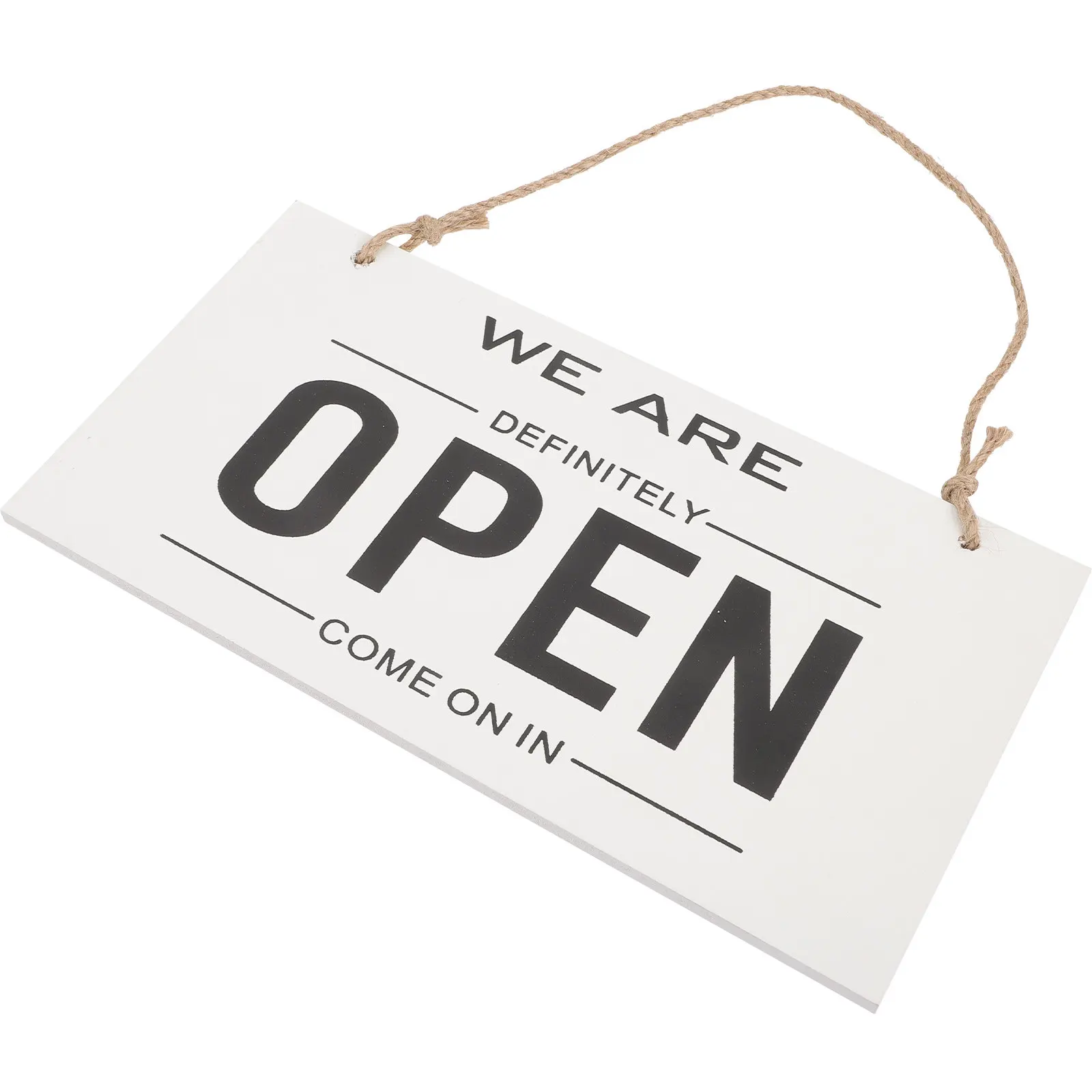 Rustic Wooden Open Closed Sign Double Sided for Business Door Window Easy Flip Hanging Store Decor Fine Workmanship Natural Hemp