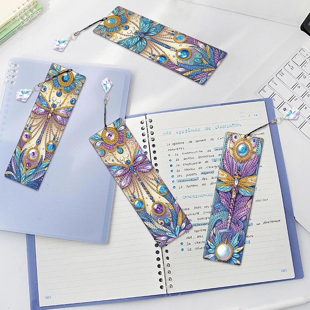 4 قطعة شكل خاص اليعسوب 5D DIY الماس اللوحة المرجعية لمحبي الكتاب #3