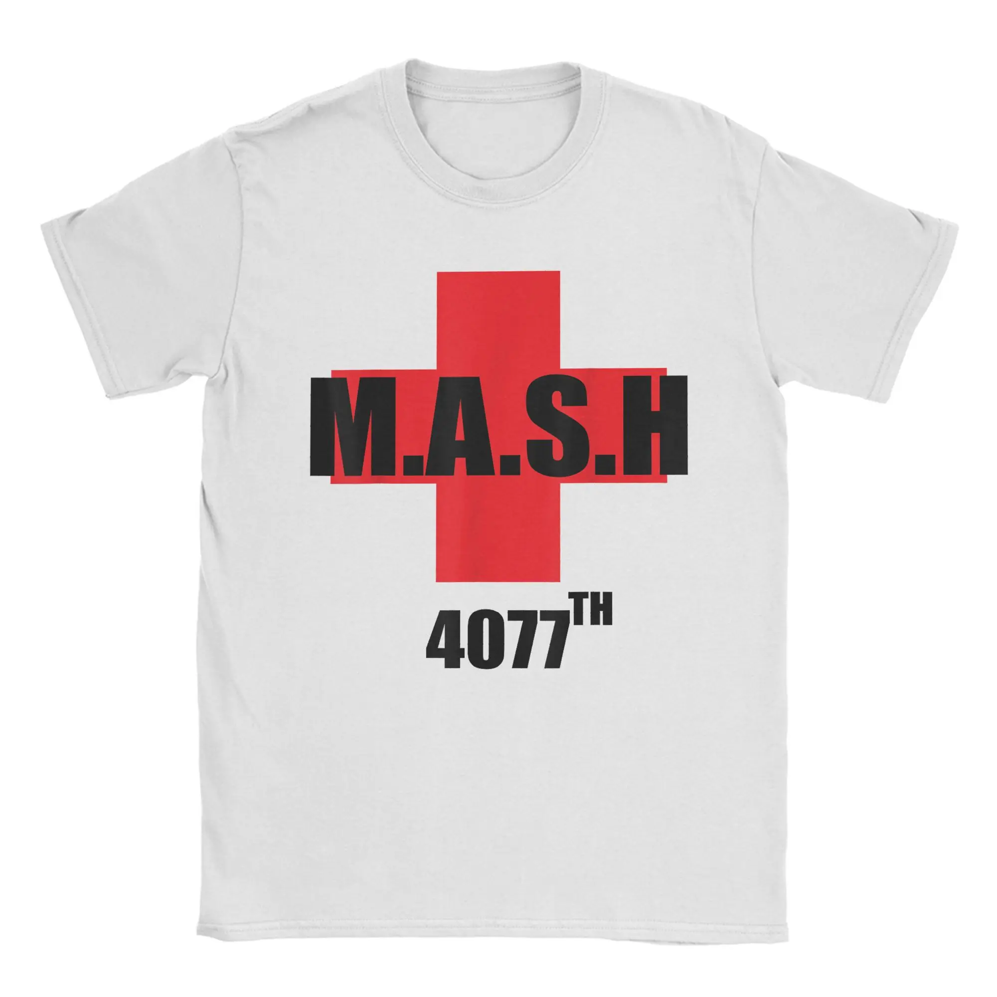 

MASH 4077th Vintage Logo T Shirt for Men Pure Cotton Novelty T-Shirt Round Neck Funny Humor Tees Short Sleeve Tops Plus Size