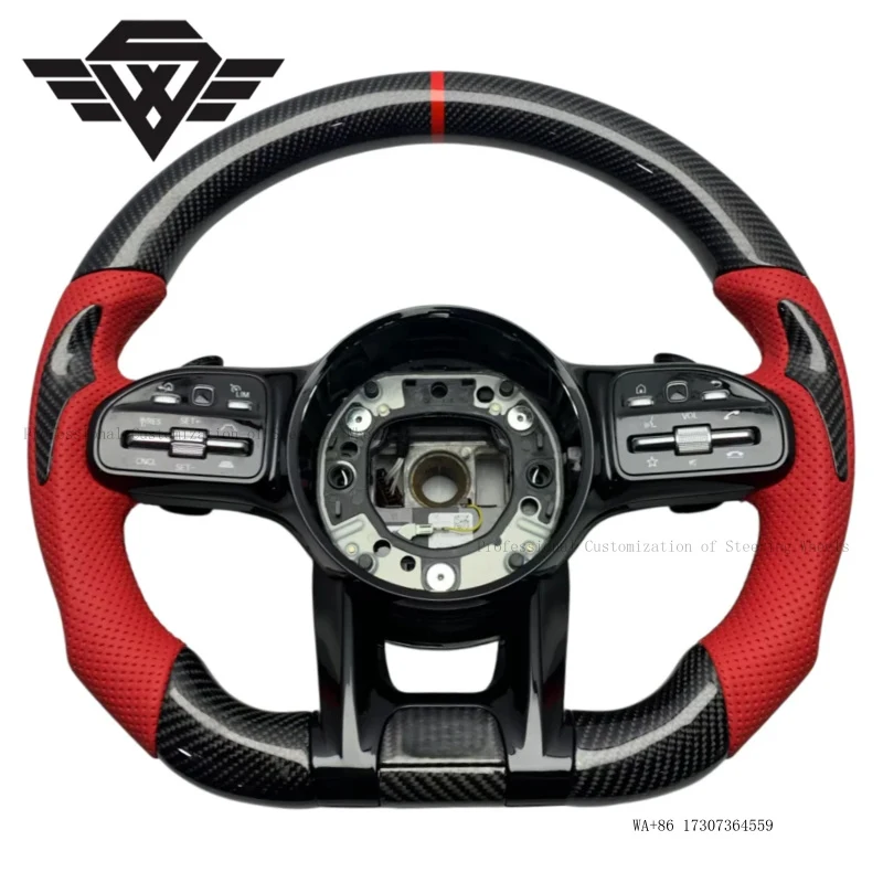 Hot Sale Carbon Fiber Red Leather Steering Whee for Mercedes Benz GLE GLS GLK W205 W213 809AMG Color and Material Customized