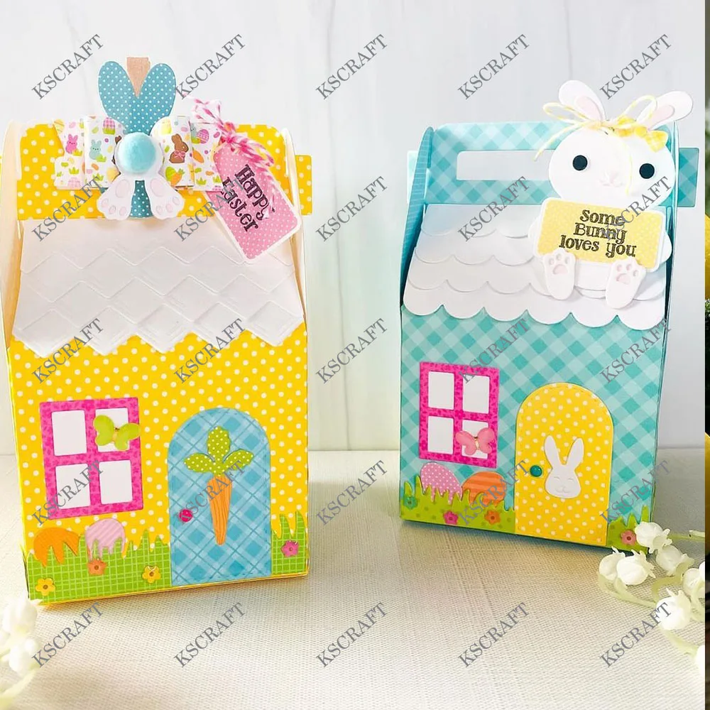 KSCRAFT Easter House Box Metal Cutting Dies Stencils for DIY Scrapbooking Decorative Embossing DIY Paper Cards