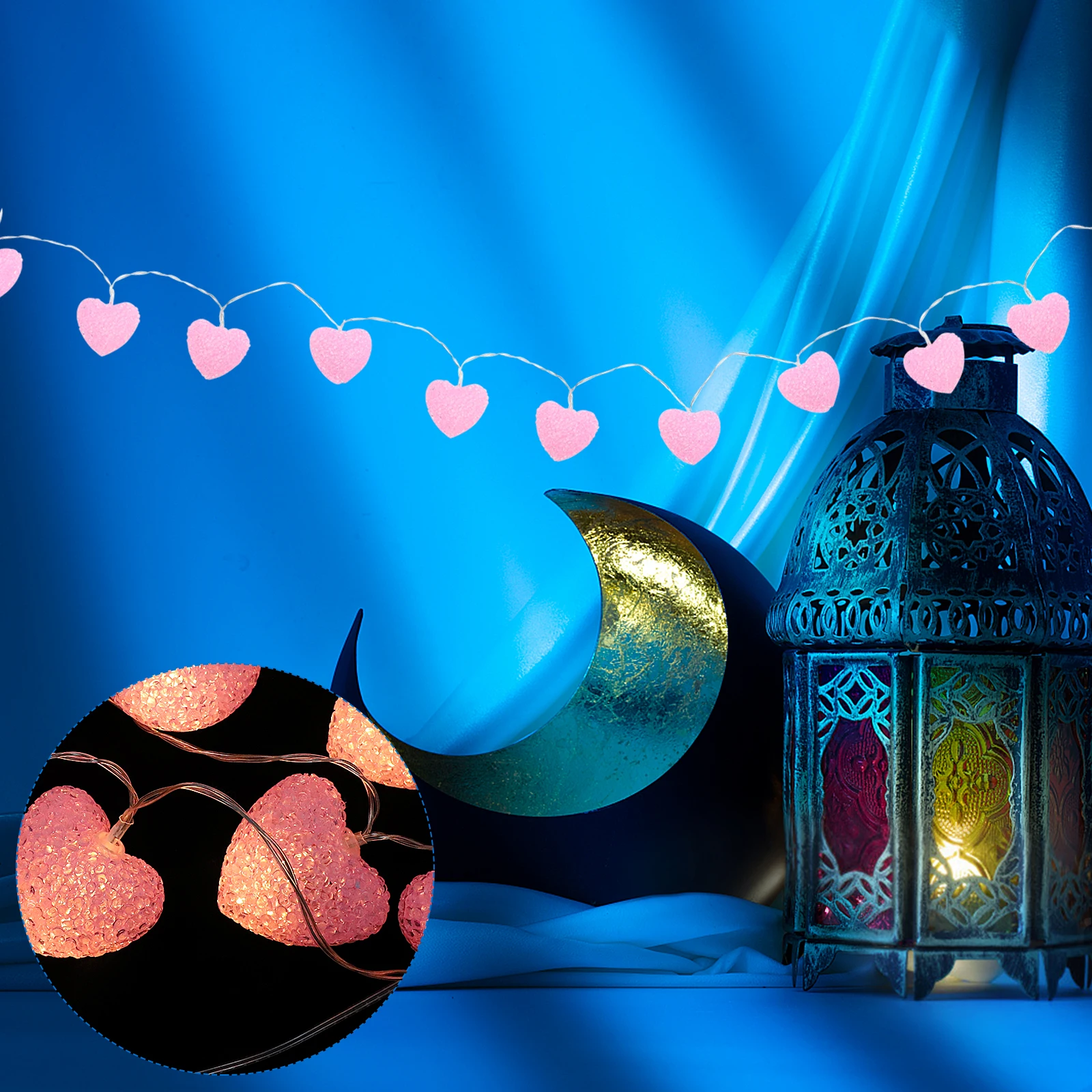 String Romantic Valentine's Day Heart Garland LED Good Decorative Effect Pvc