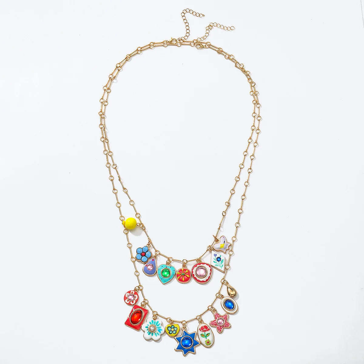 Böhmische Mehrschichtige Bunte Emaille-Blumen-Herz-Stern-Anhänger Halsketten für Frauen 2026 Trend Schmuck Geschenke – Detail 3