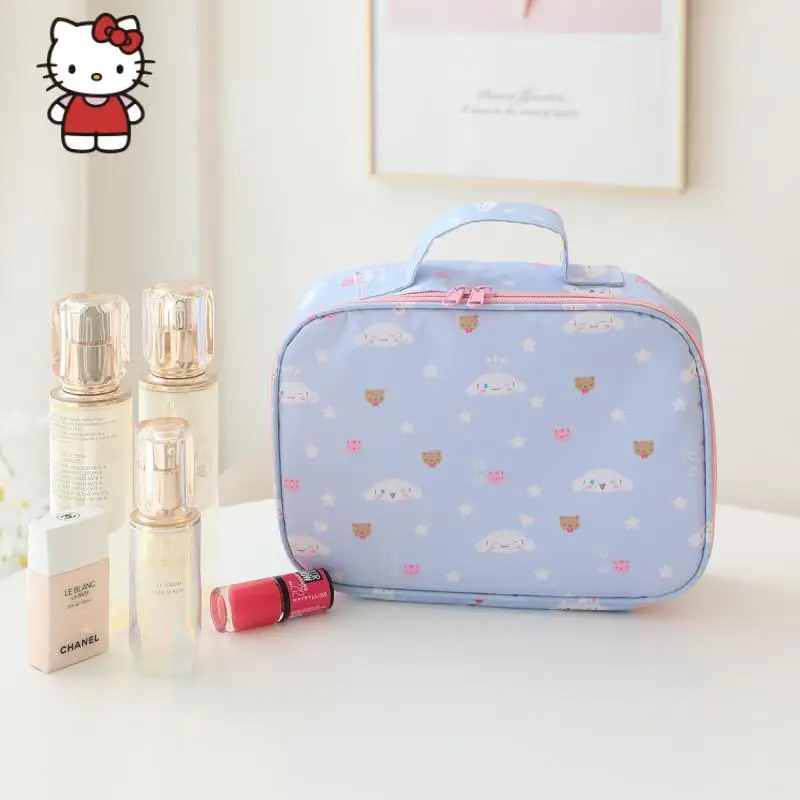 Kawaii Hello Kitty MINISO borsa cosmetica da donna Kuromi Cinnamoroll My Melody Anime borse da viaggio portatili scatola di immagazzinaggio