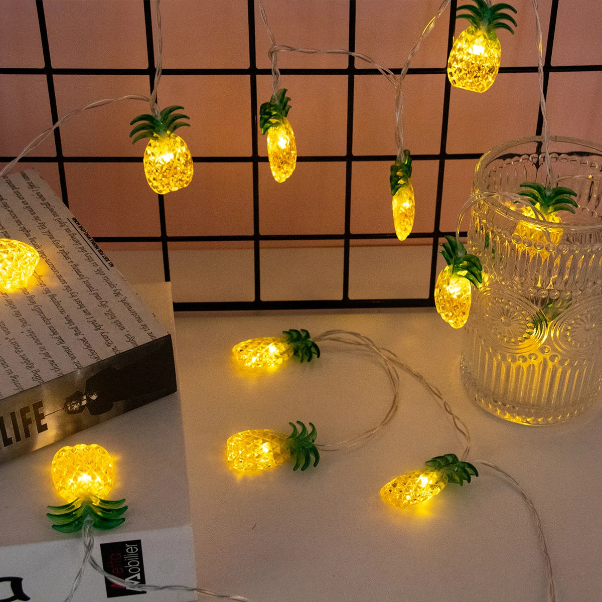 1.5M 10LED Pineapple String Light Coconut Tree Flamingo Fairy Lights Summer Hawaii Party Decoration Aloha Party Hanging Ornament