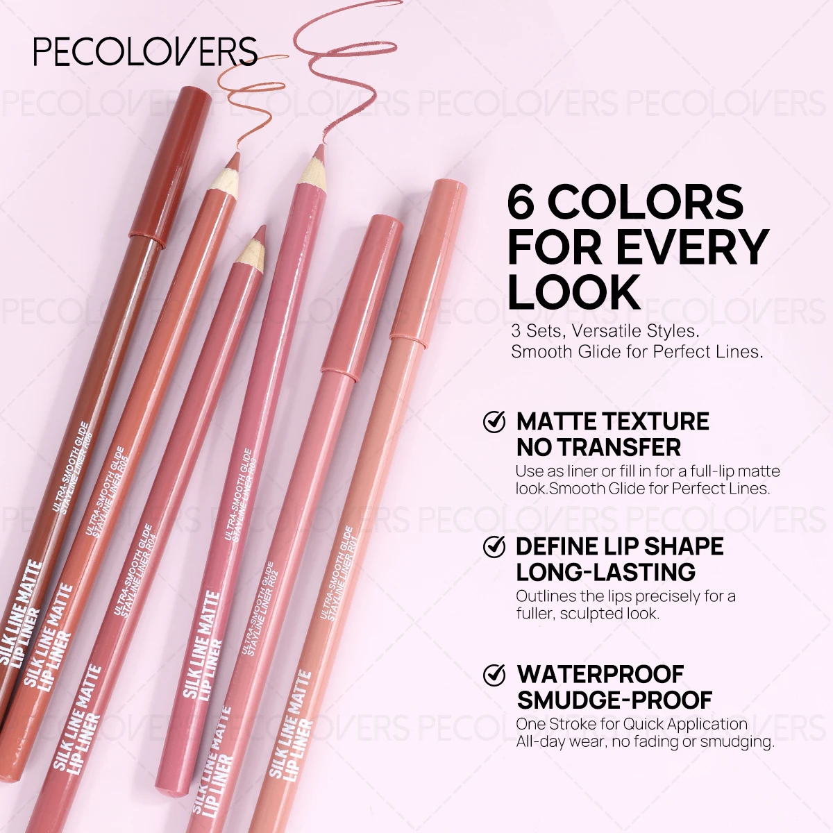 1pc delineador labial fosco de veludo suave-formato labial 3d, empilhável e misturável, copos antiaderentes para todos os tipos de pele, presente de natal