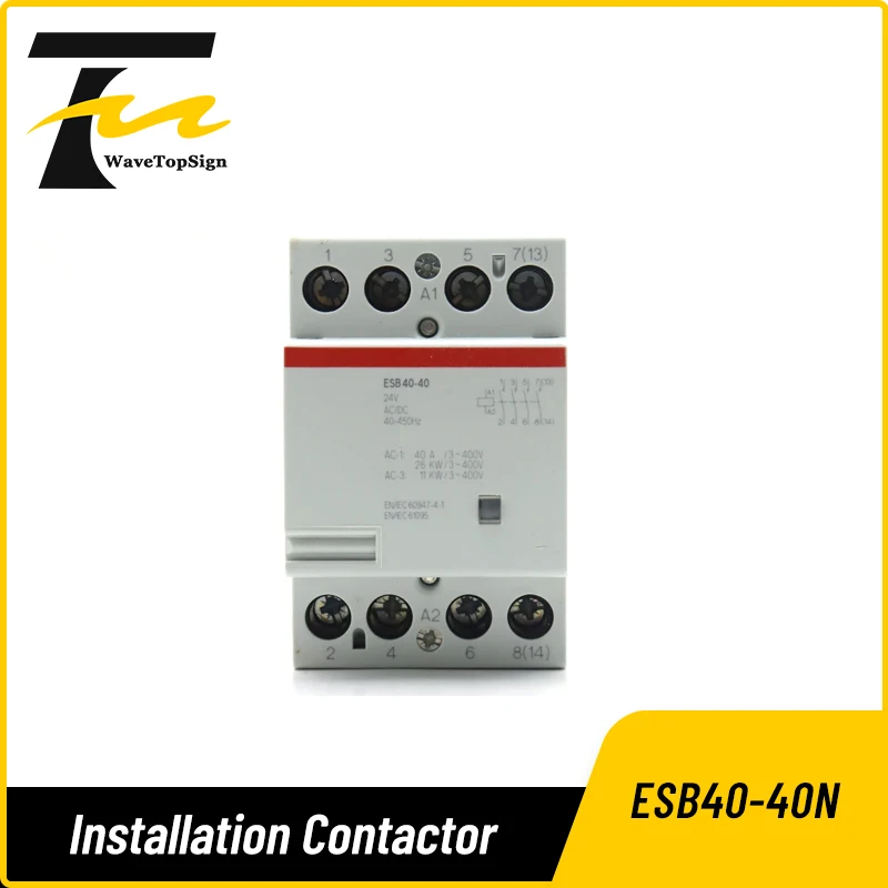 ESB40-40N Installation Contactor 40A 4NO DIN-rail Modular AC/DC Control Hum-free Overvoltage Protection