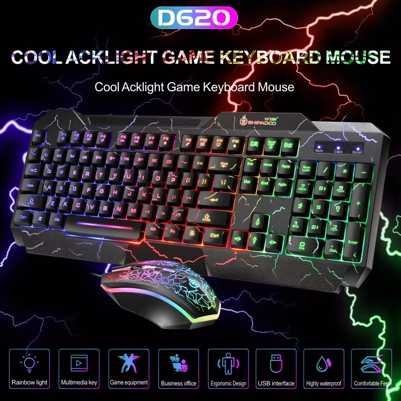 Mechanical Touch Feel RGB Backlit Gaming Wired Keyboard And Mouse Combo Ergonomic Design Gamer USB Keyboard And Mouse Set For PC