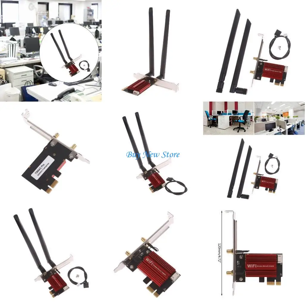 

20CE 7265AC Dual Band Wifi Card 2.4g Adapter 802.11ac BT 4.2 with Antenna