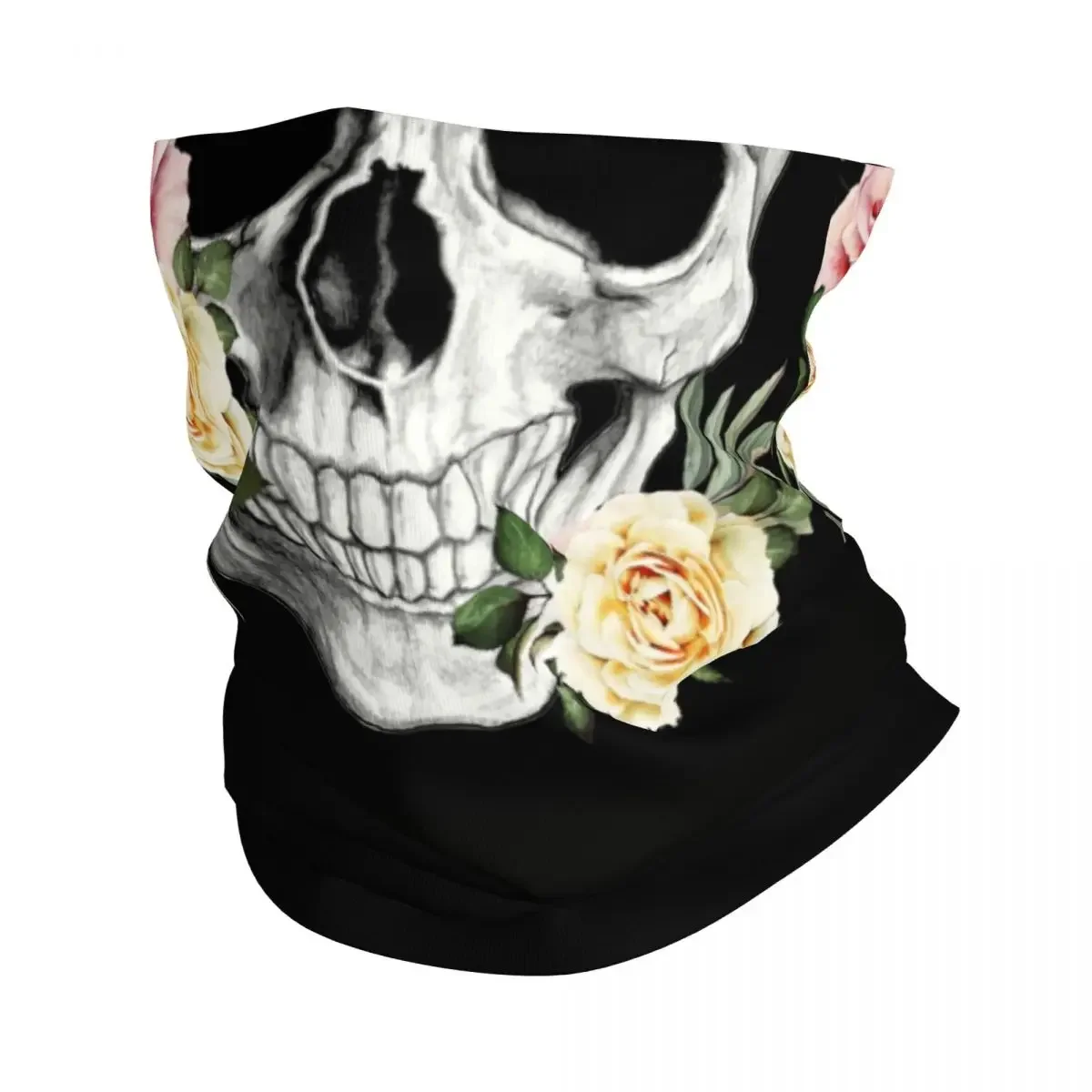 Skull Skeleton Roses Bandana Winter Neck Warmer Men Windproof Wrap Face Scarf for Ski Flower Gaiter Headband