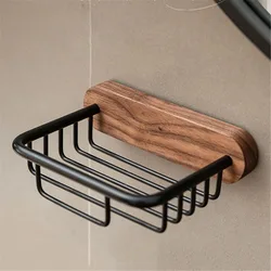 Creative Perforation-free Wooden Soap Shelf Bathroom Wall Hanging Storage Shelf Bathroom Accessories Hollow Soap Storage Basket