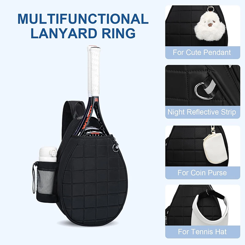 

Сумка для теннисных ракеток, большая вместимость, комплект из 2 предметов, теннисный рюкзак для бадминтона, водонепроницаемые сумки через плечо, сумки для пиклбола для мужчин и женщин