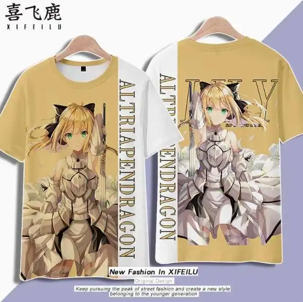 

Anime Fate/Stay Night Altria Pendragon Short Sleeve T-Shirt Summer Cosplay Costume Casual Student Loose Tops anime