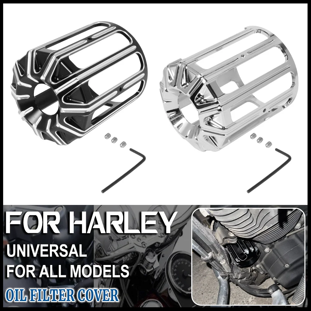 

Universal Motorcycle CNC Oil Filter Cover Cap Trim For Harley Softai Sportster Iron XL883 1200 Dyna Touring Road King Ultra
