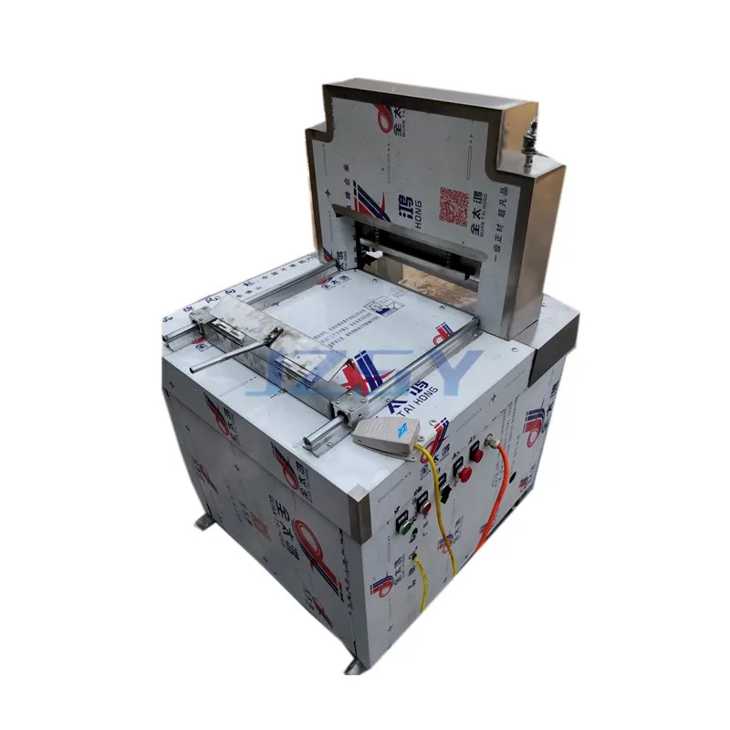 آلة قطع عظام اللحوم الأوتوماتيكية التجارية الكهربائية آلة تقطيع لحم الخنزير قطع معدات كتلة الأسماك المجمدة