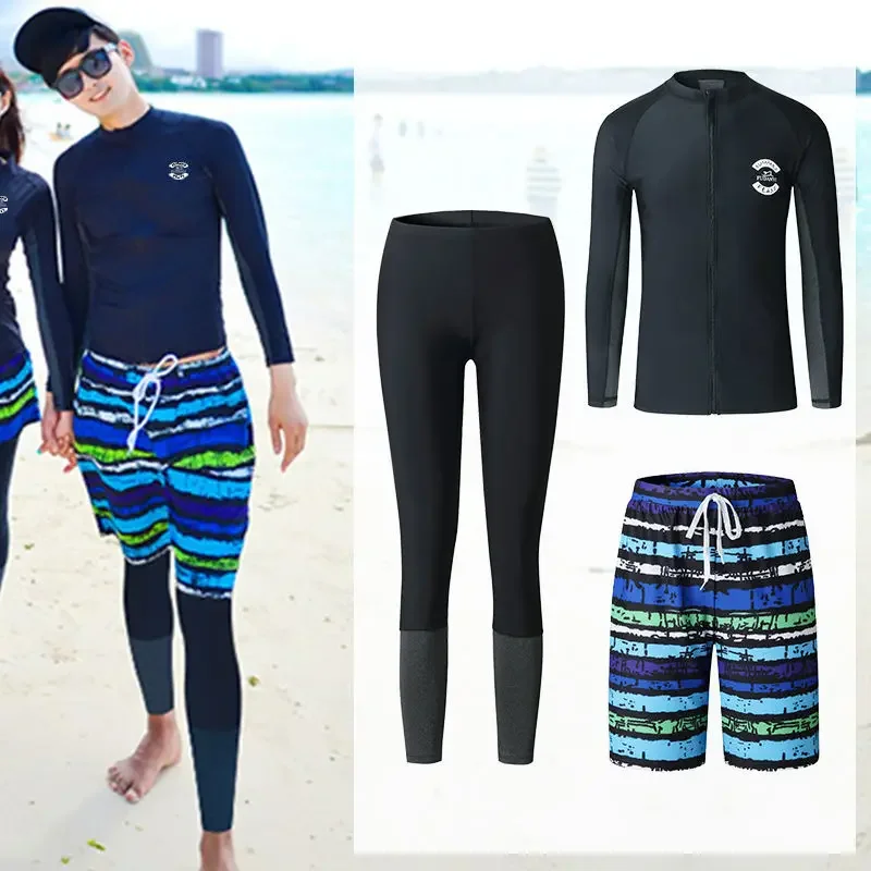 Diving Suit Couple Set Sun‑Protection Long Sleeve Top and Pants Surfing Wetsuit for Beach Snorkeling Swim Water Sports Wear Gear