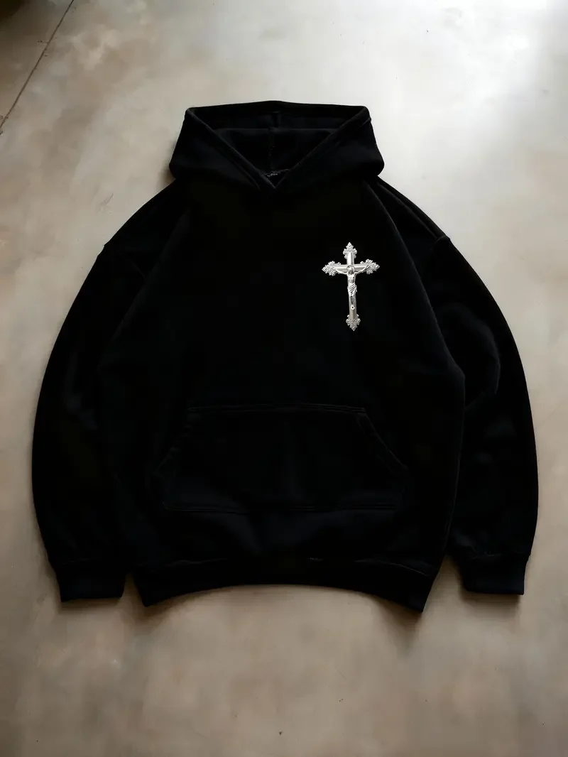 

Мужская толстовка свободного кроя с капюшоном, черный пуловер в уличном стиле, повседневная американская рубашка с капюшоном, подходит для рождественских подарков