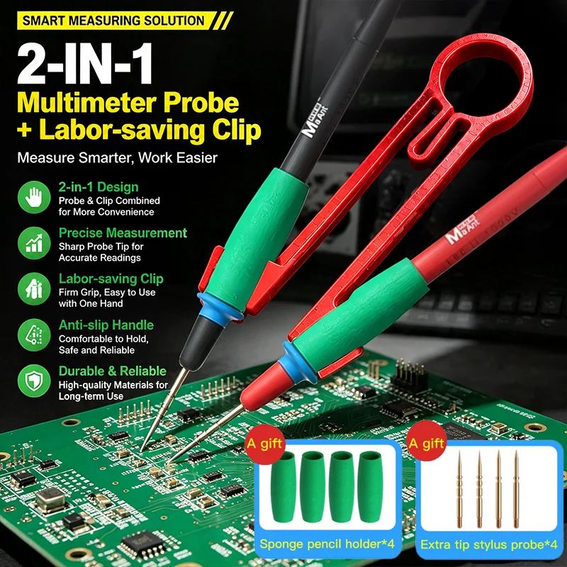 MaAnt P22A 20A High Precision Multimeter Probe Universal Test Lead Pen with Special Tip for Electronic Component Pin Measurement