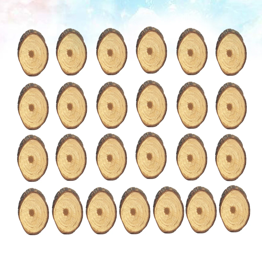 25Pcs Oval Wood Slices Premium Material Smooth Touch DIY Handcraft Decorations Wooden Cutouts for Camps Schools Birthday Party