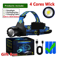 High Power Spotlight Long Rang Wick 4-LED Headlamp Telescopic Zoom Head Flashlight Fishing Light Lamp Torch For Camping Fishing