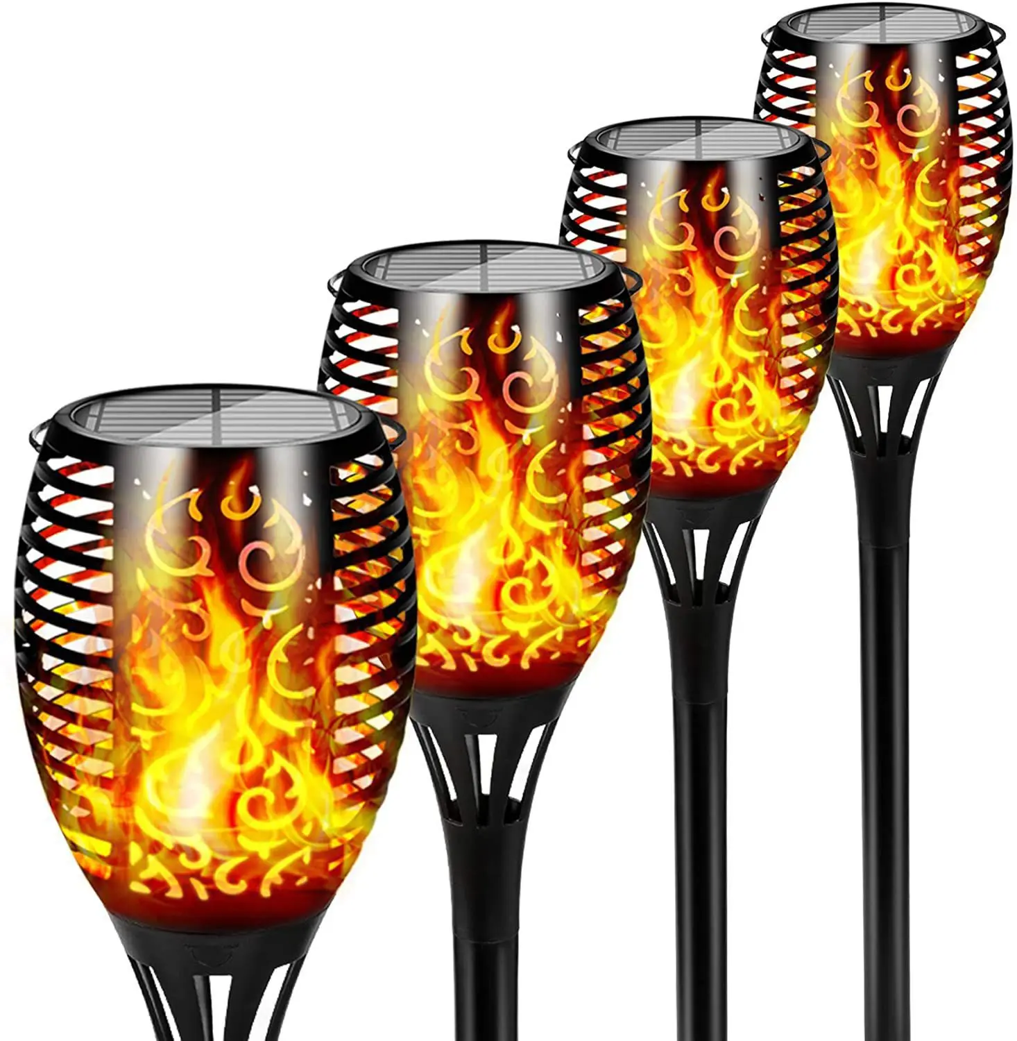 12LED Solar Flame Torch Light Flickering Waterproof Outdoor Garden Lawn Path Yard Patio Floor Lamp Decoration