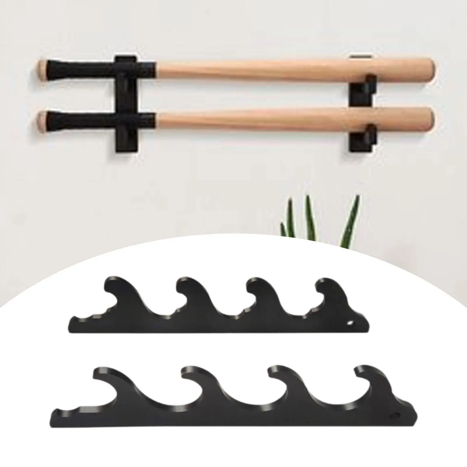 Black Baseball Bat Holder Wall Mount Sturdy Horizontal Rack MDF Material Easy Install Display Stand for Sports Room