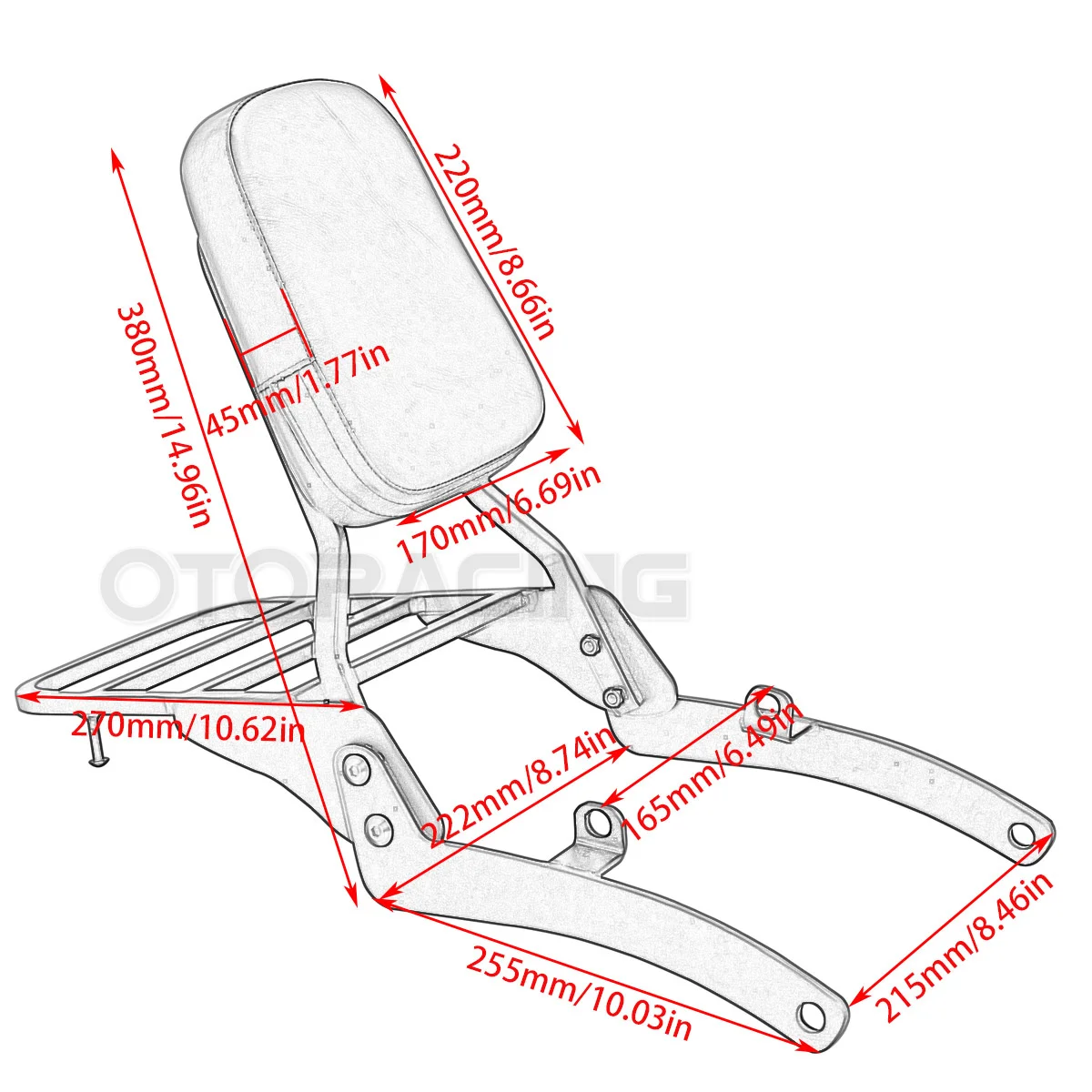 Motorcycle Rear Passenger Backrest Sissy Bar+Luggage Rack For Yamaha Virago XV535 XV400 XV 400 535 All Years