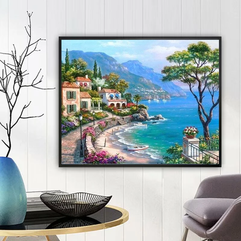 5D nuova collezione 2024 diamante ricamo paesaggio marino mosaico arte kit paesaggi dipinti appesi punto croce regalo