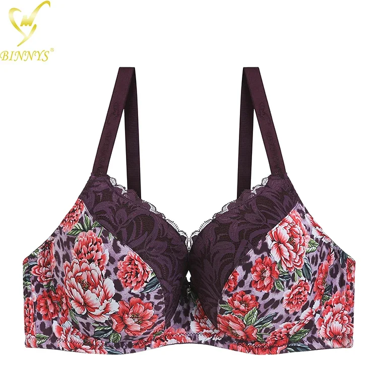 BINNYS E Cup Breathable 46E Thin Cup Soutien Gorge Grandes Bonnets Sexy Lace Plus Size Push Up Balcony Big Bra for Women