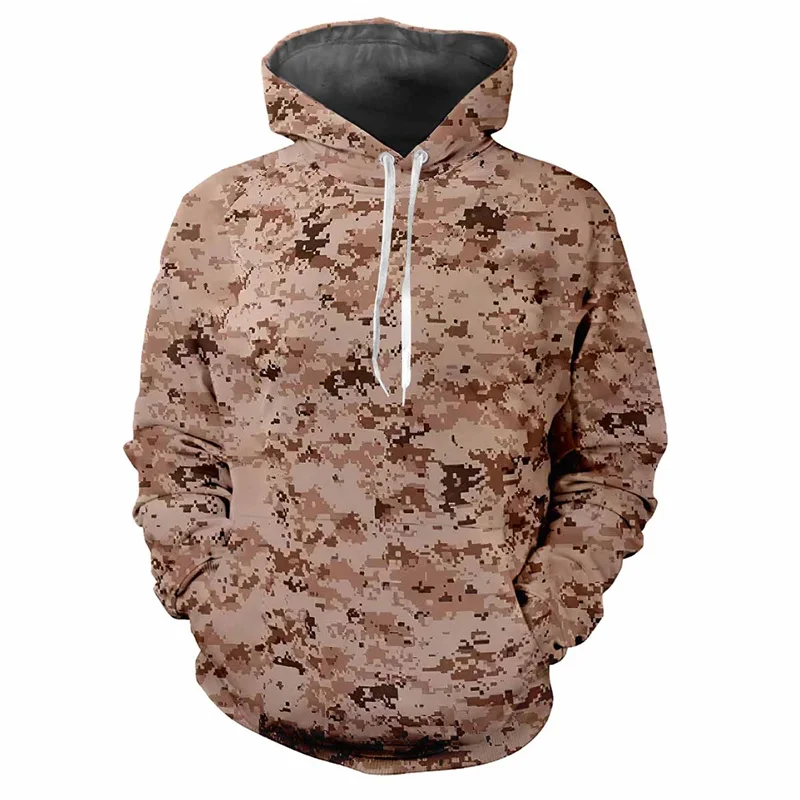 البوب الغابة التمويه ثلاثية الأبعاد مطبوعة هوديي الرجال ربيع الخريف الشارع البلوز فضفاض عادية في الهواء الطلق سترة رياضية علوية طويلة الأكمام هوديس #1