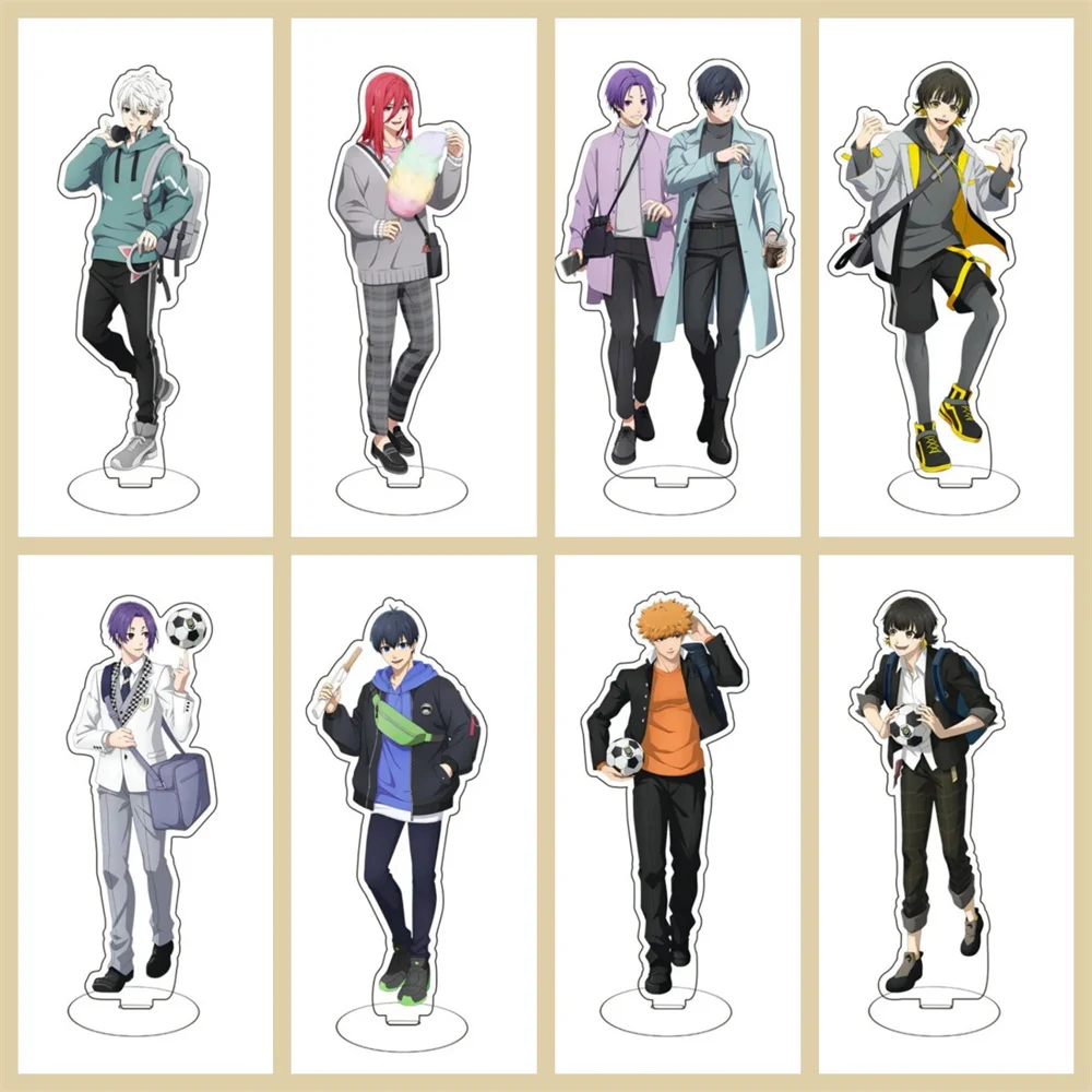 15CM  Anime Figure Lock Acrylic Stand Isagi Chigiri Bachira Nagi Karasu Cartoon Model Plate Desk Decor Standing Series