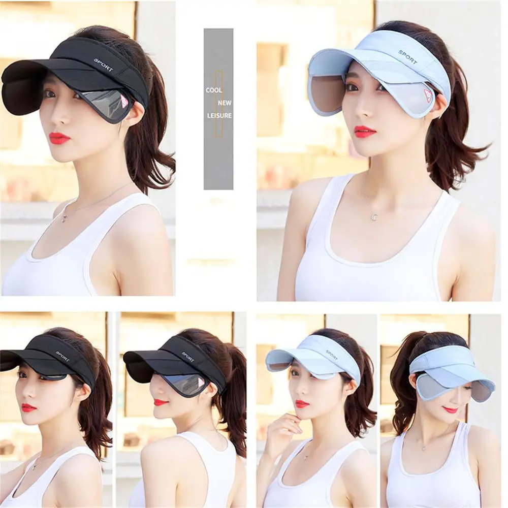 Summer Sun Visor Golf Hat For Women Adjustable Golf Cap With Retractable Brim UV Protection Empty Top Beach/Tennis Sport Hat