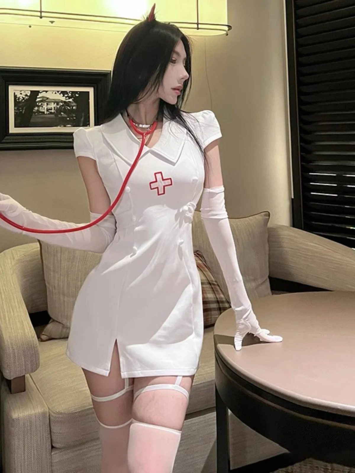 

Сексуальный ангел-Доктор, комплект для косплея, костюм медсестры на Хэллоуин, смесь полиэстера, весна, лето, осень, зима, одежда